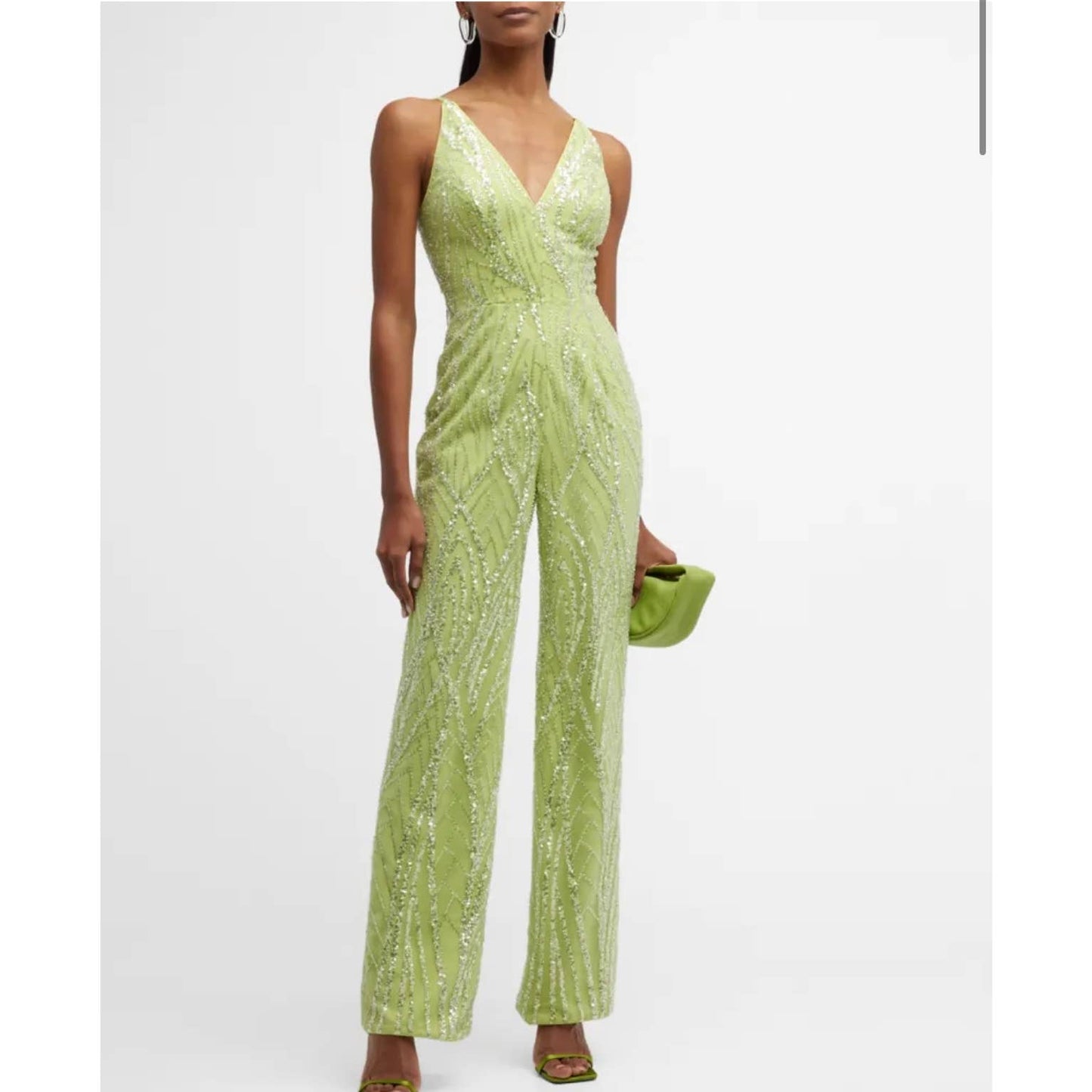 Dress The Population Black Label Charlie Deep V Neck Sequin Jumpsuit S - Premium  from Dress The Population - Just $199.0! Shop now at Finds For You