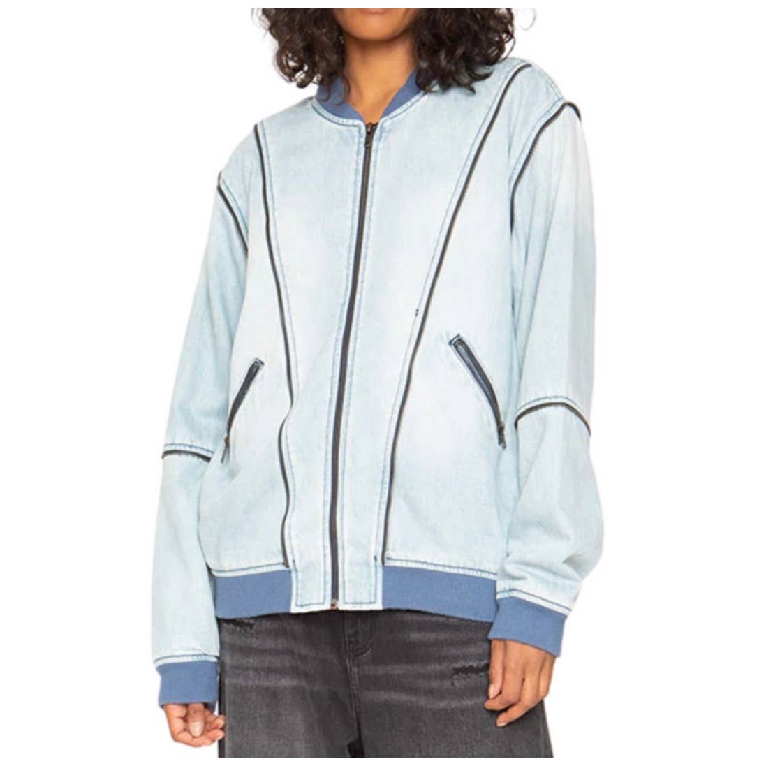 Free People x Sandrine Rose Zip Bomber Denim Jacket Coat Size S New - Premium  from Free People - Just $149.0! Shop now at Finds For You