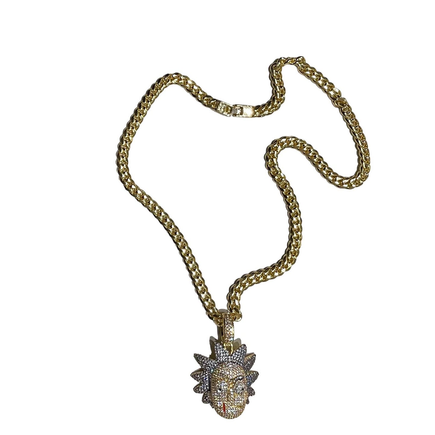 King Ice x Rick and Morty Evil Rick Gold Necklace New - Premium  from King Ice - Just $249.0! Shop now at Finds For You