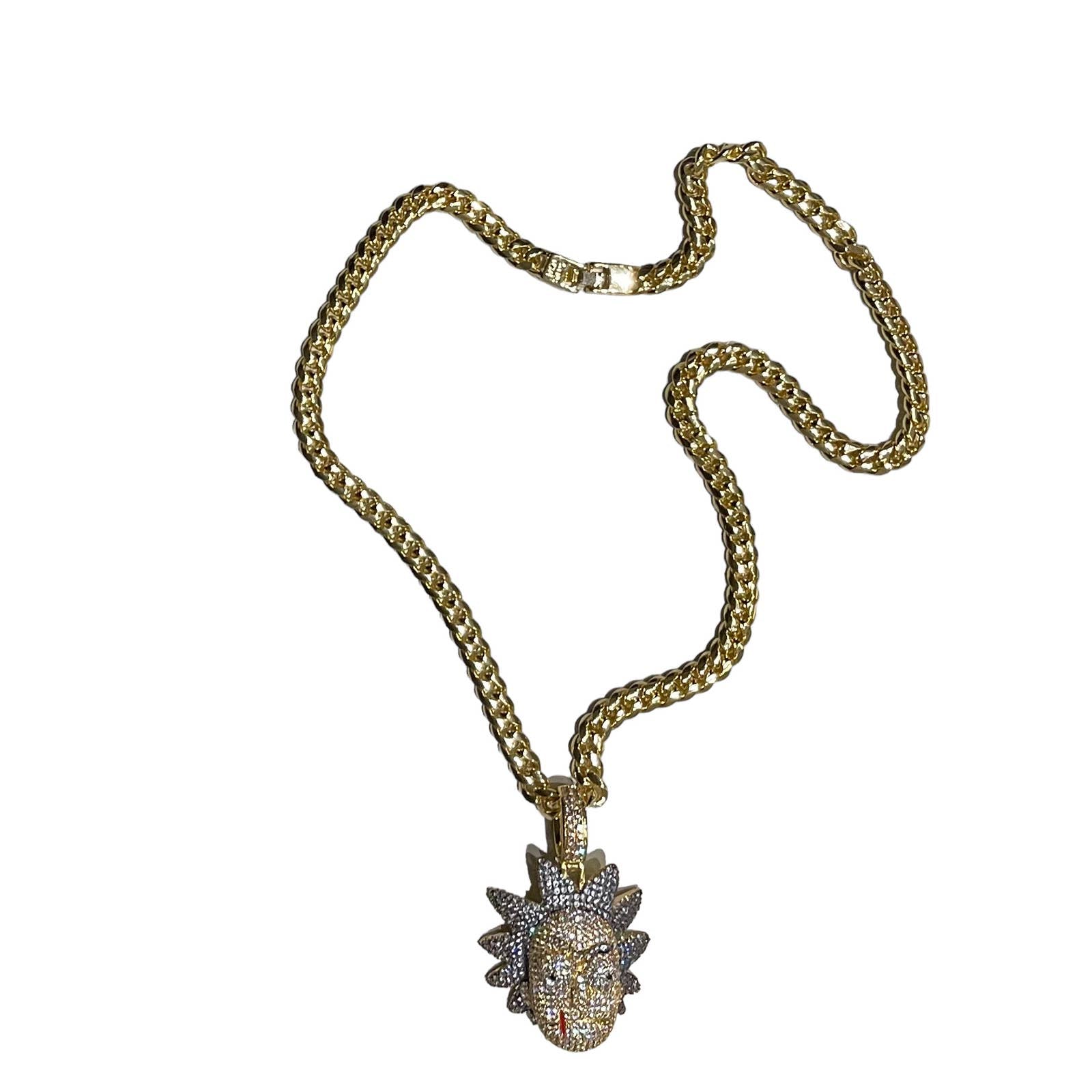 King Ice x Rick and Morty Evil Rick Gold Necklace New - Premium  from King Ice - Just $249.0! Shop now at Finds For You