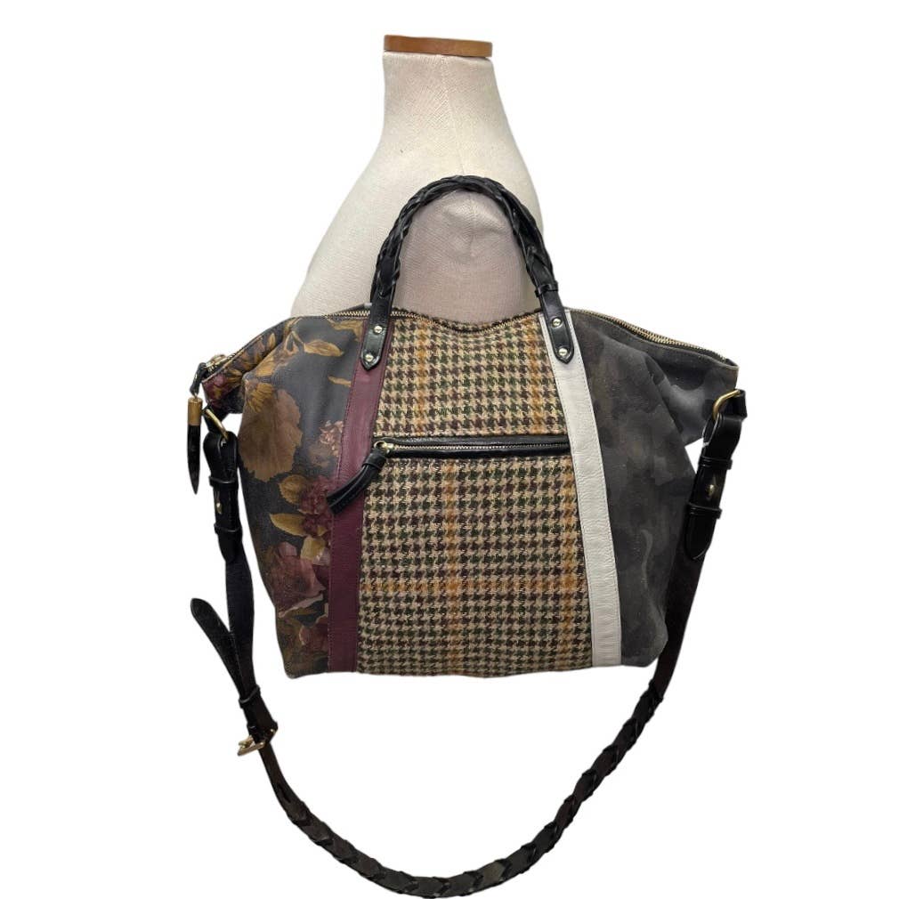 Kempton & Co Dylan Holdall Handbag Purse Harris Tweed Camo Black Peony - Premium from Kempton & Co. - Just $399.0! Shop now at Finds For You
