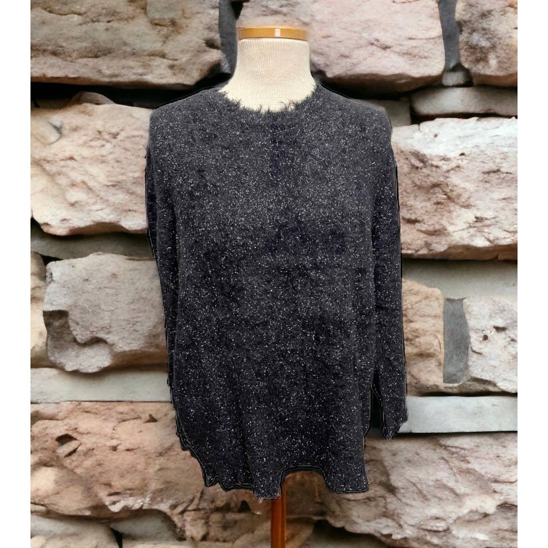 Free People x Sandrine Rose Fuzzy Metallic Sweater Gunmetal Size XS - Premium from Free People - Just $68.00! Shop now at Finds For You