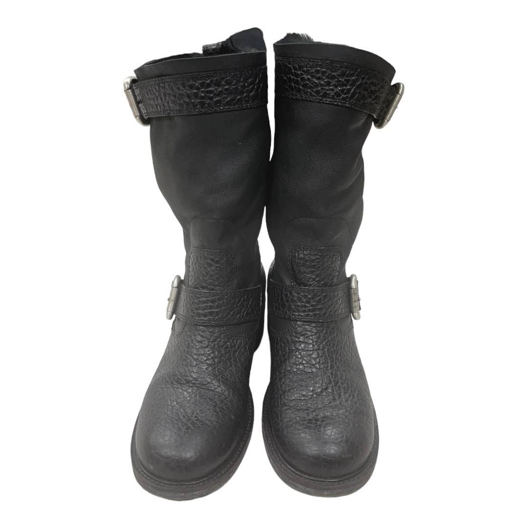 Giuseppe Zanotti Fur Lined Moto Boots Leather Size 40.5 10.5 - Premium from Giuseppe Zanotti - Just $179.0! Shop now at Finds For You