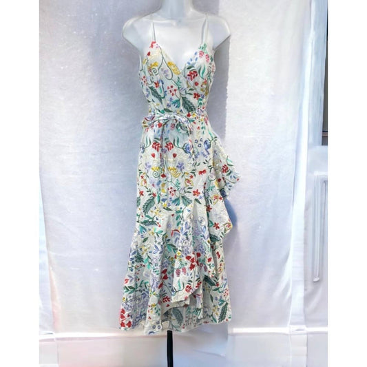 Dress The Population Salome Embroidered Wrap Midi Dress Size XS New