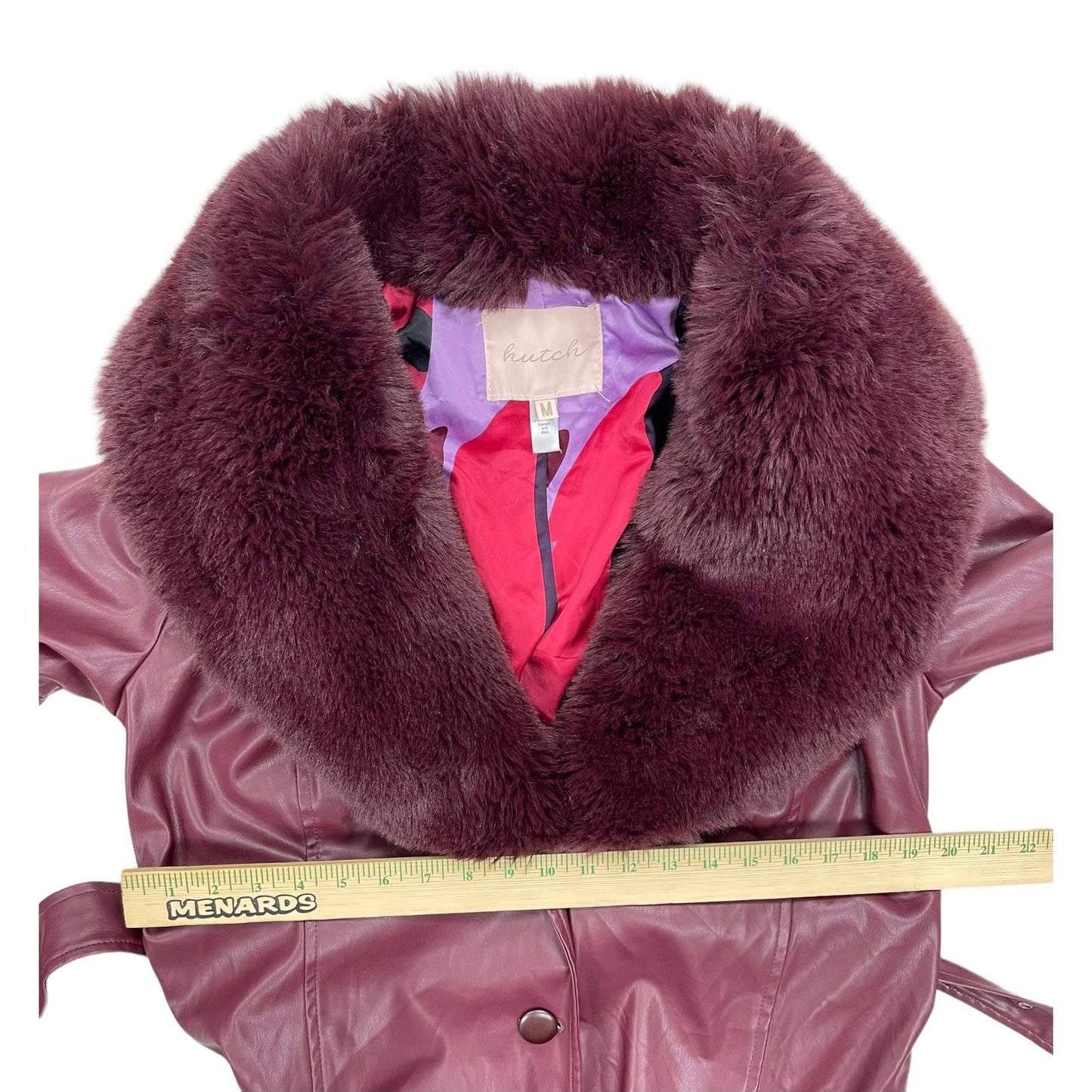 Hutch Liv Faux Fur Collar Vegan Leather Belted Coat Size Medium - Premium from Hutch - Just $249.00! Shop now at Finds For You