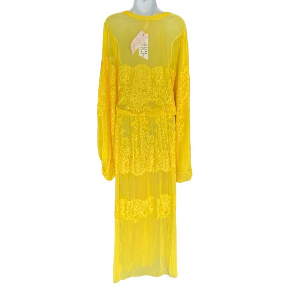 We are HAH Royal HAHness Lace Maxi Dress Balloon Sleeve Festival M/L Yellow New - Premium from We are HAH - Just $149.0! Shop now at Finds For You