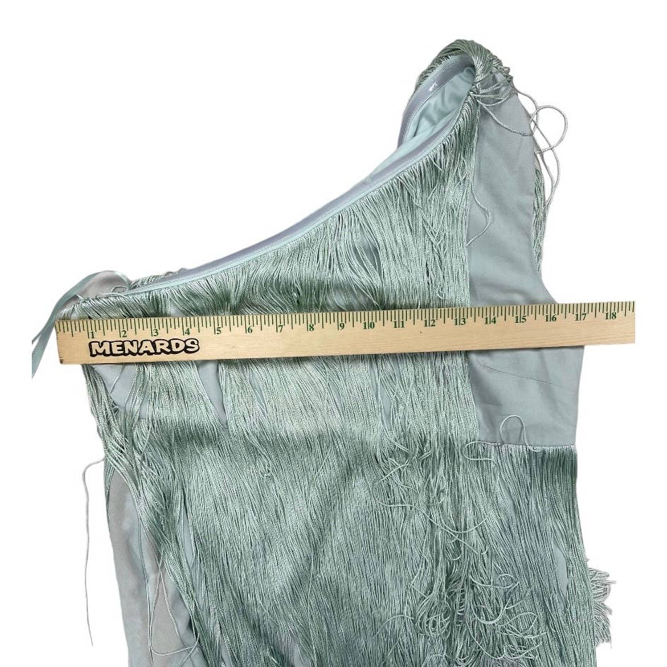 Anthropologie Hutch Fringe One Shoulder Mini Dress Size Small Mint - Premium from Anthropologie - Just $219.0! Shop now at Finds For You