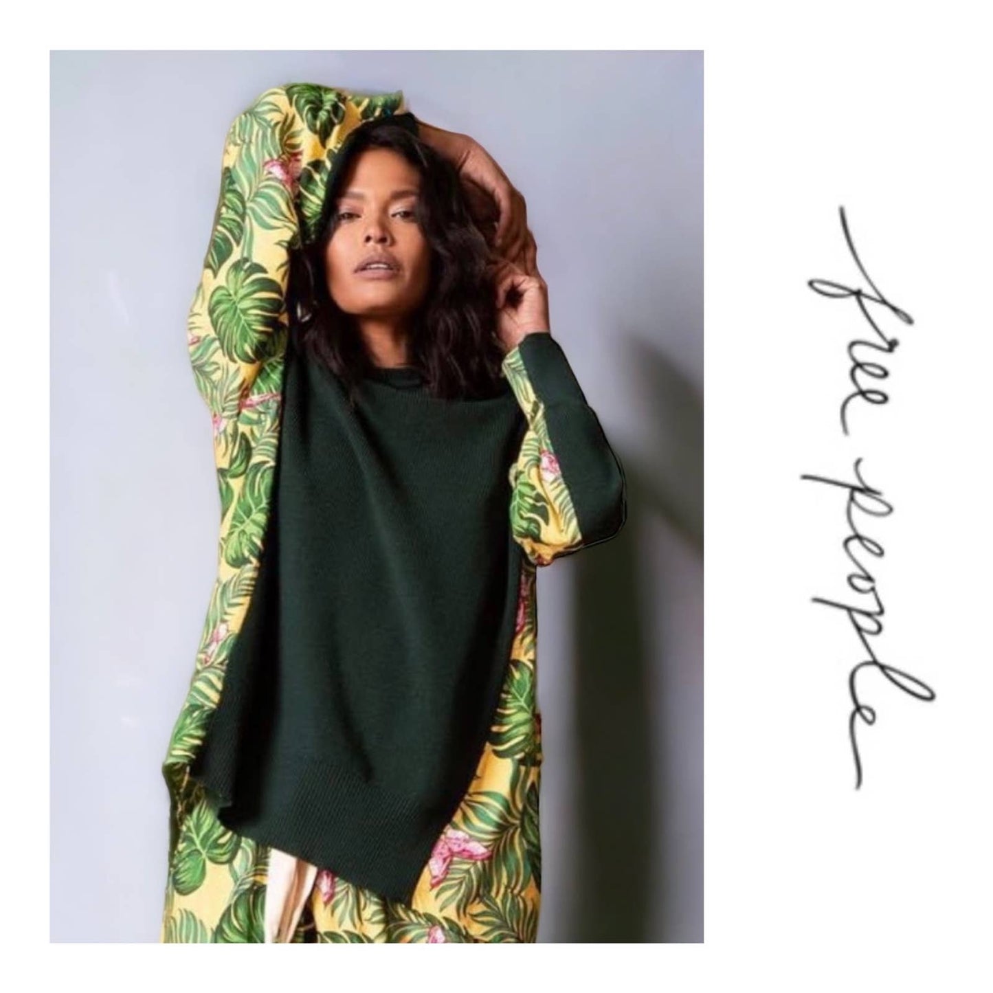 Sandrine Rose Mixed Media Tropical Print Wool Sweater Knit Oversized XS New - Premium from Sandrine Rose - Just $89.00! Shop now at Finds For You
