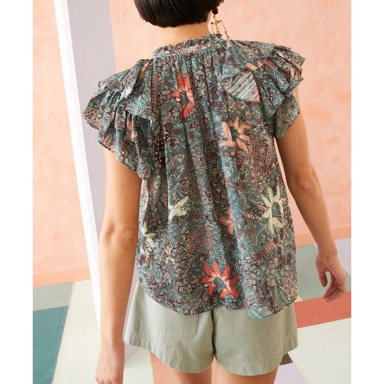 Ulla Johnson Cotton Blend Floral Flutter Dara Top Blouse Size 8 - Premium from Ulla Johnson - Just $139.0! Shop now at Finds For You