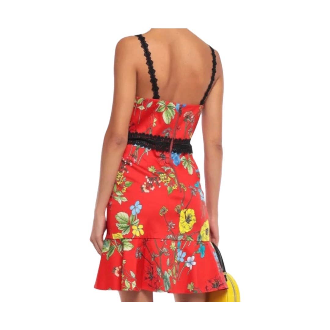 Alice + Olivia Kirby Lace Trimmed Fit and Flare Floral Dress Size 2 Red - Premium from Alice + Olivia - Just $199.0! Shop now at Finds For You