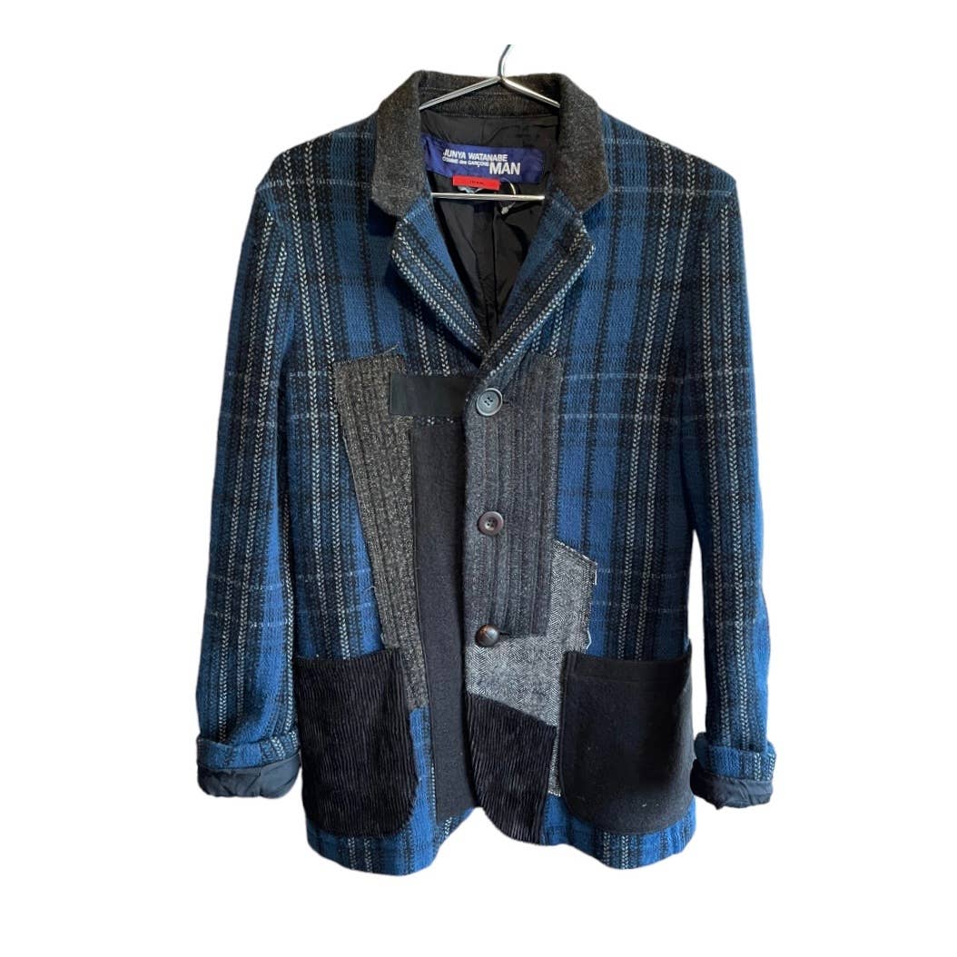 Junya Watanabe x Comme des Garçons Patchwork Wool Men’s Blazer Jacket S Japan Blue - Premium from Junya Watanabe - Just $999.00! Shop now at Finds For You
