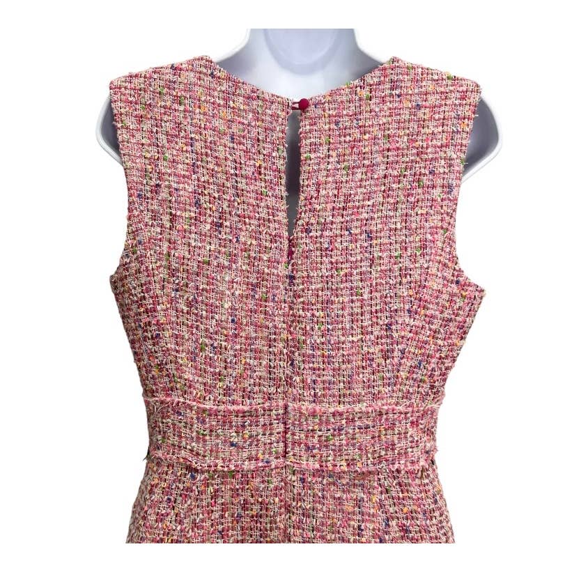 Milly Gabby Tweed Fringe Sleeveless Dress Size 6 Pink - Premium from MILLY - Just $139.0! Shop now at Finds For You
