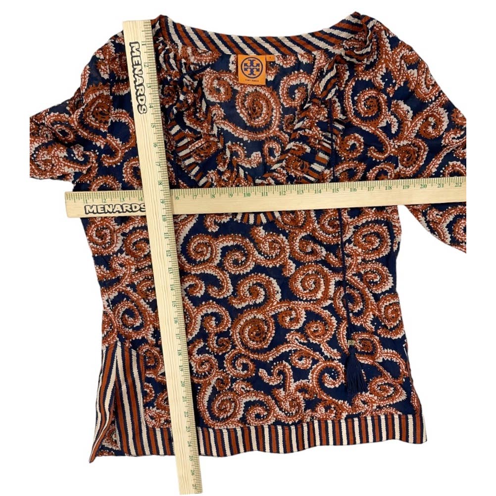 Tory Burch Gwenna Tunic Keyhole Ruffle Tunic Top Blouse Size 8 - Premium from Tory Burch - Just $99.0! Shop now at Finds For You