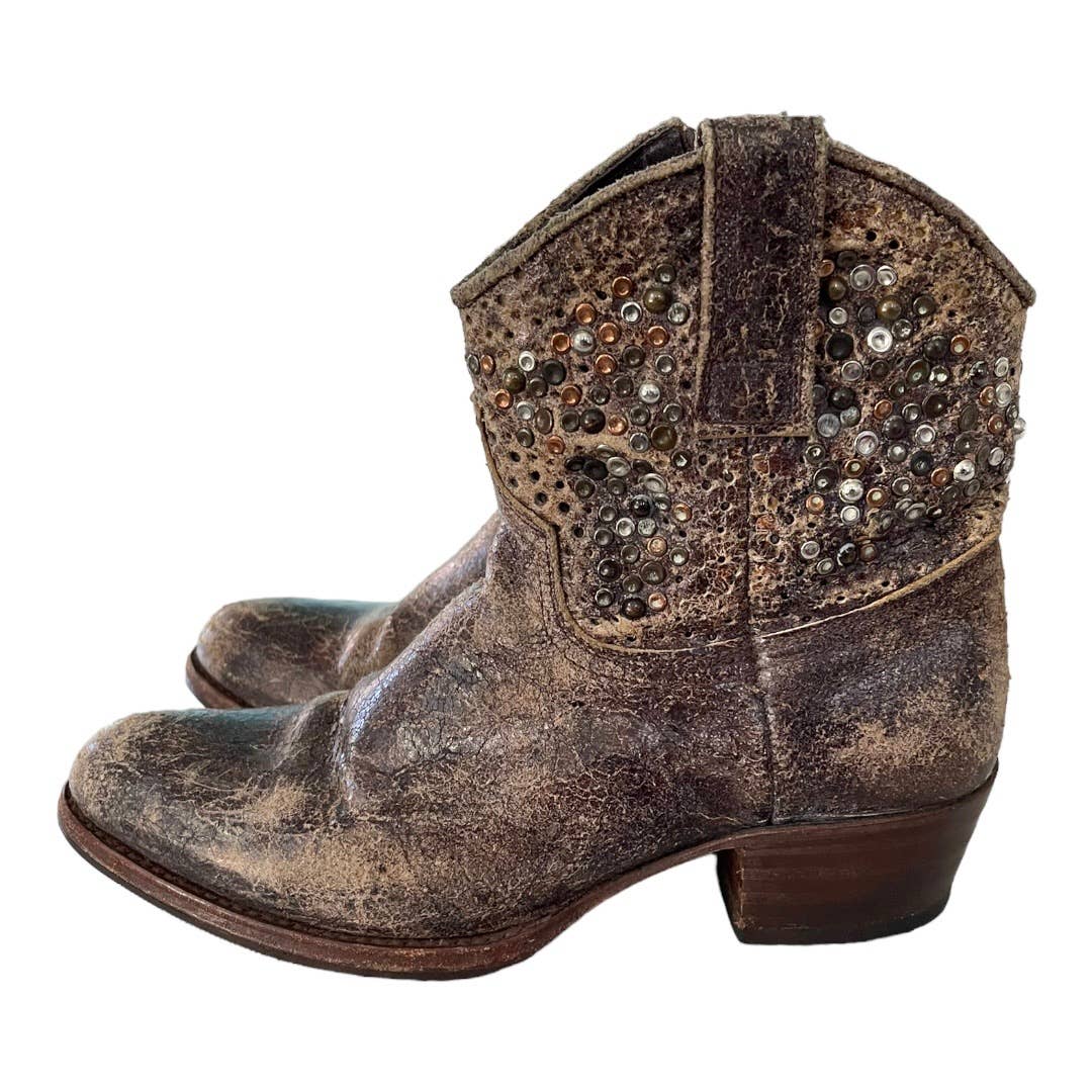 Frye Sendra Deborah Studded Distressed Boots Booties Size 7 - Premium from Frye - Just $168.0! Shop now at Finds For You