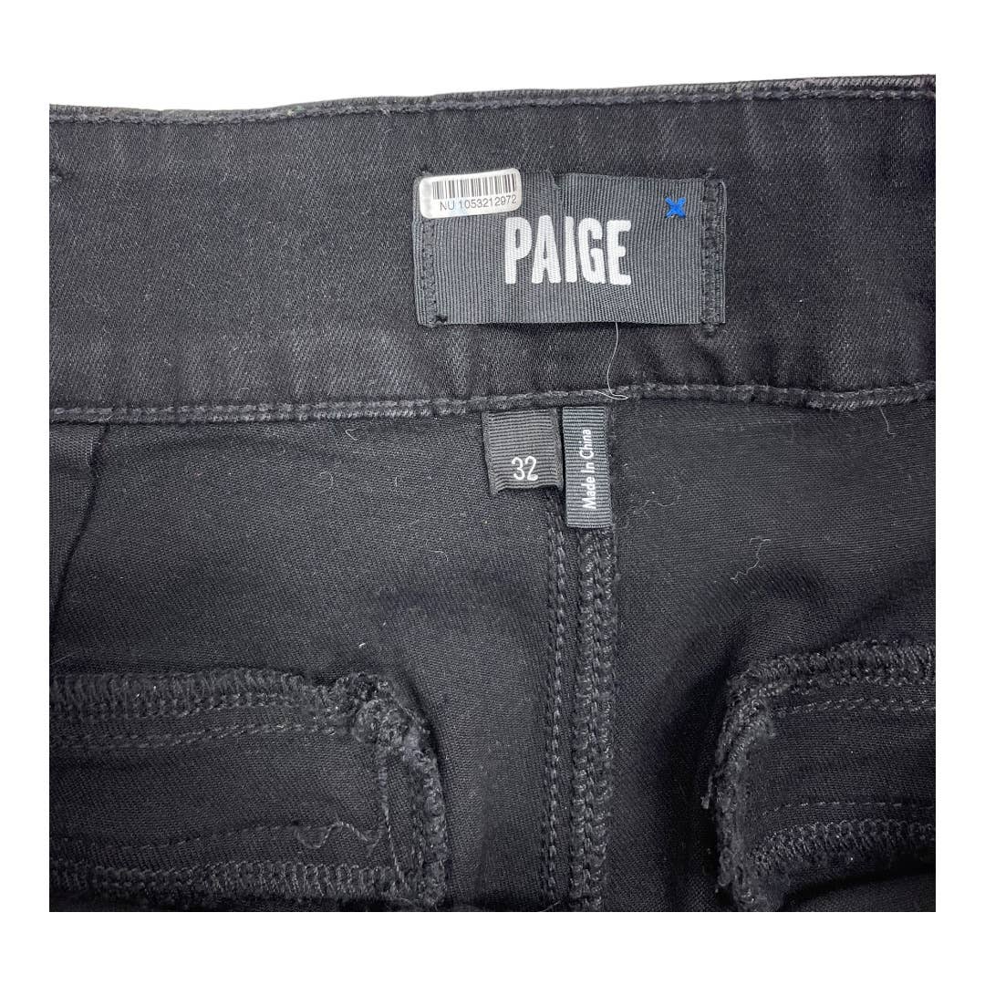 Paige Nellie Black Fog Luxe Cropped Wide Leg Jeans Pants Size 32 Coated - Premium from PAIGE - Just $199.0! Shop now at Finds For You