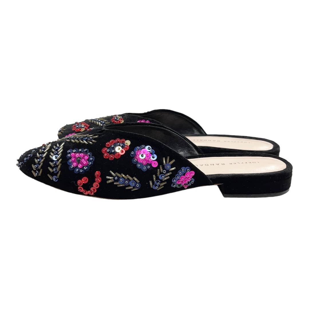 Loeffler Randall Quin Sequin Velvet Mules Flats Slides Shoes New 8 Black - Premium from Loeffler Randall - Just $132.0! Shop now at Finds For You