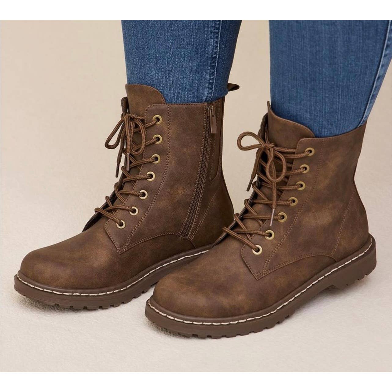 Torrid Stevie Lace Up Combat Boots Vegan Size 11 Brown - Premium from Torrid - Just $65.0! Shop now at Finds For You
