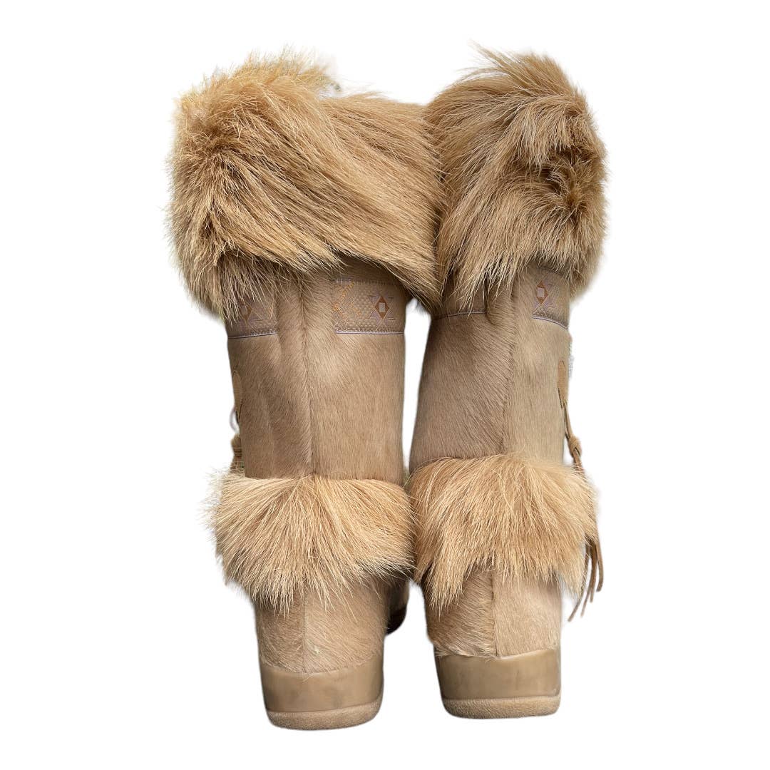 Tecnica Goat Fur Sherpa Lined Apres Ski Boots Size 10.5 Tan Weatherproof - Premium from Tecnica - Just $219.0! Shop now at Finds For You