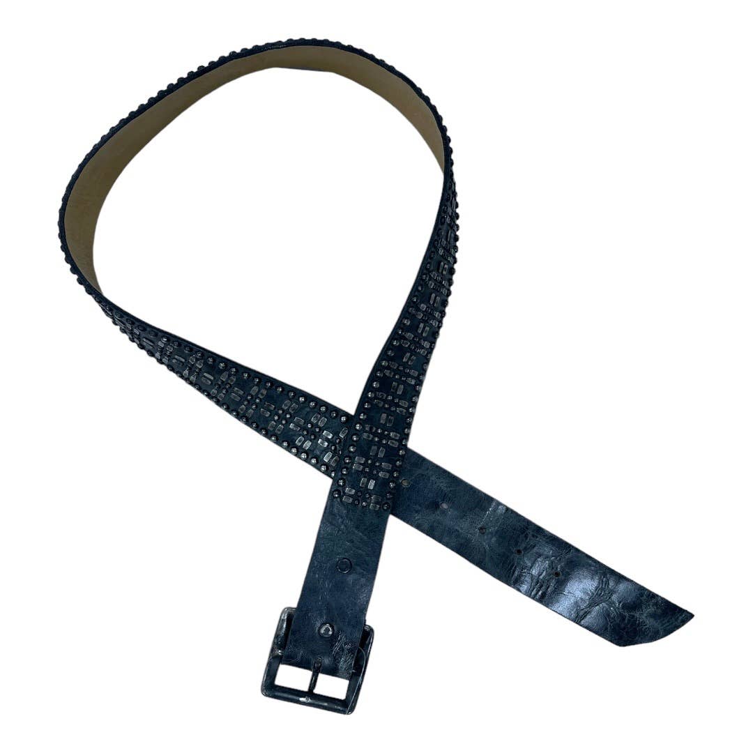 Caleen Cordero Studded Leather Rustic Belt Black Hand Crafted - Premium from Calleen Cordero - Just $179.0! Shop now at Finds For You