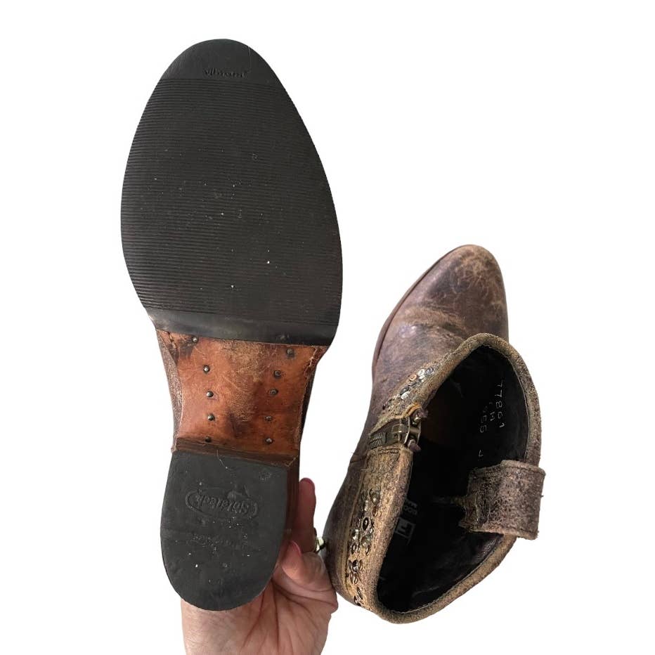 Frye Sendra Deborah Studded Distressed Boots Booties Size 7 - Premium from Frye - Just $168.0! Shop now at Finds For You