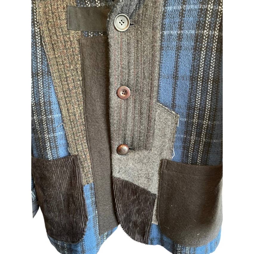 Junya Watanabe x Comme des Garçons Patchwork Wool Men’s Blazer Jacket S Japan Blue - Premium from Junya Watanabe - Just $999.00! Shop now at Finds For You