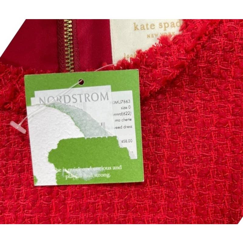 Kate Spade Tweed Ruffle Sleeveless Dress Sleeveless Textured Size 0 Red New - Premium from Kate Spade - Just $149.0! Shop now at Finds For You