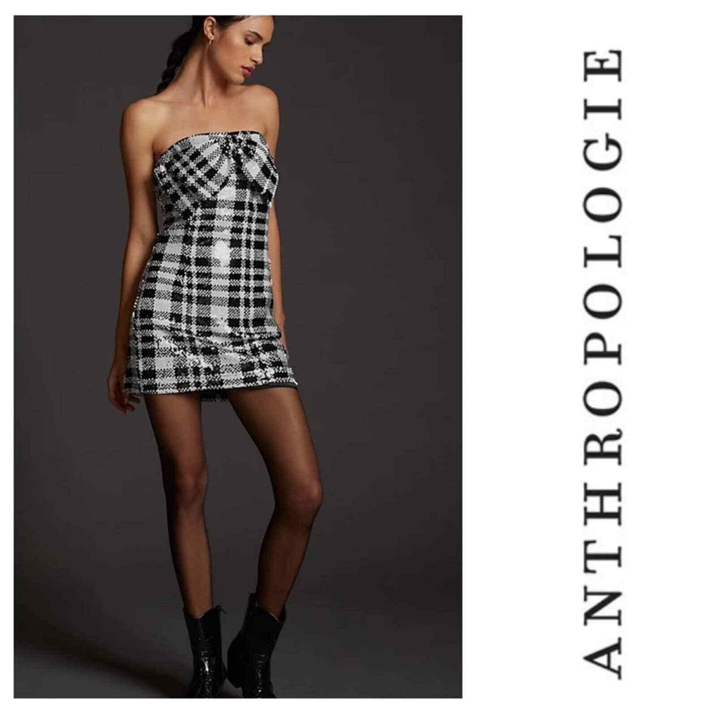 Eva Franco Plaid Sequin Bow Mini Dress Size 8 NEW - Premium Clothing, Shoes & Accessories:Women:Women's Clothing:Dresses from Anthropologie - Just $215.74! Shop now at Finds For You