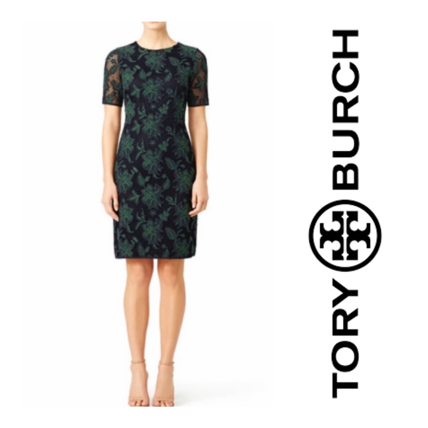 Tory Burch Appliqué Lace Fishnet Short Sleeve Dress Size 8 - Premium from Tory Burch - Just $119.0! Shop now at Finds For You