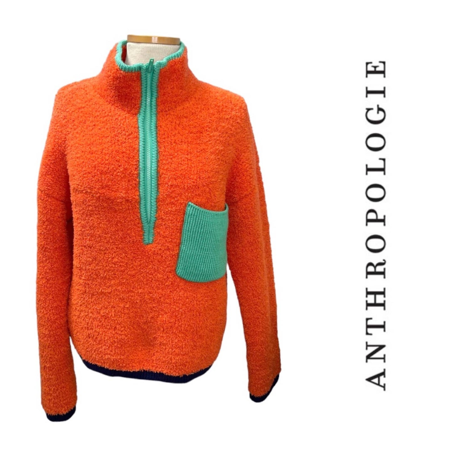 Anthropologie Sherpa Half Zip Colorblock Patch Pocket Size L - Premium from Anthropologie - Just $139.00! Shop now at Finds For You