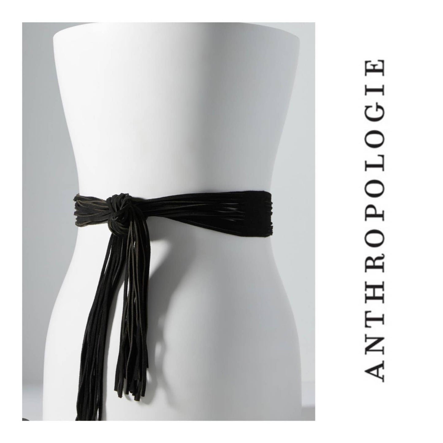 Anthropologie Suede Fringe Tie Belt Plus Size Black New - Premium from Anthropologie - Just $99.0! Shop now at Finds For You