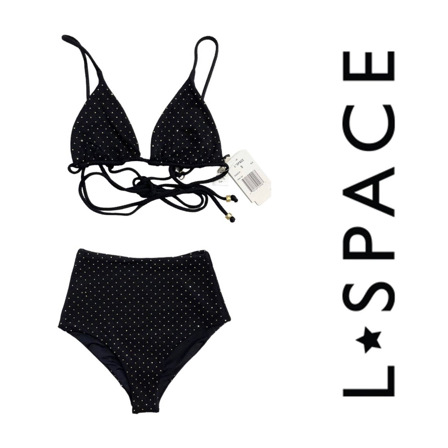 L*SPACE Set Kara Stydded Trisngle Bikini Top Portia High Waisted Bottom S New - Premium from L*SPACE - Just $119.0! Shop now at Finds For You