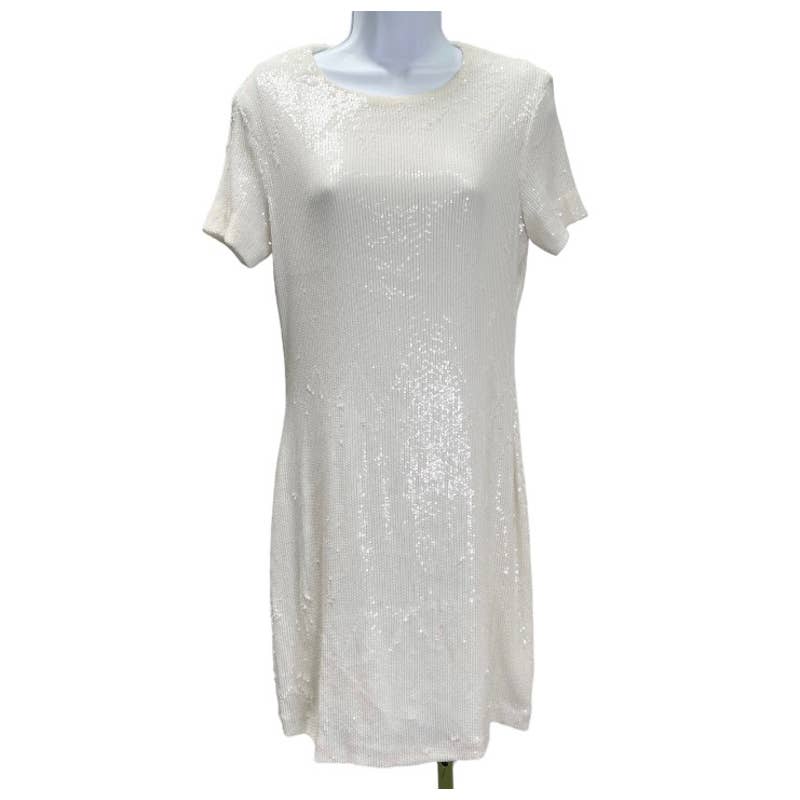 Tory Burch Sequin Short Sleeve Dress Formal Party Cocktail Size Small White - Premium from Tory Burch - Just $149.00! Shop now at Finds For You