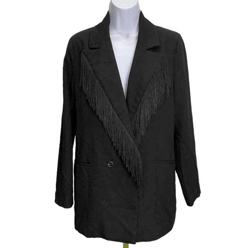 Anthropologie Hutch Fringe Double Breasted Blazer Black Size S - Premium from Anthropologie - Just $229.0! Shop now at Finds For You