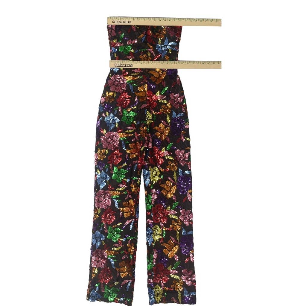 Dress The Population Preston Floral Sequin Strapless Sleeveless Jumpsuit Size XS New - Premium from Dress The Population - Just $199.00! Shop now at Finds For You