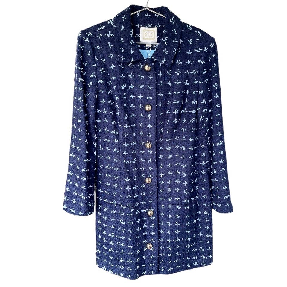 Sail to Sable Multi Tweed Butyon Front Coat Jacket Size M Navy/Sky New - Premium from Sail to Sable - Just $179.0! Shop now at Finds For You
