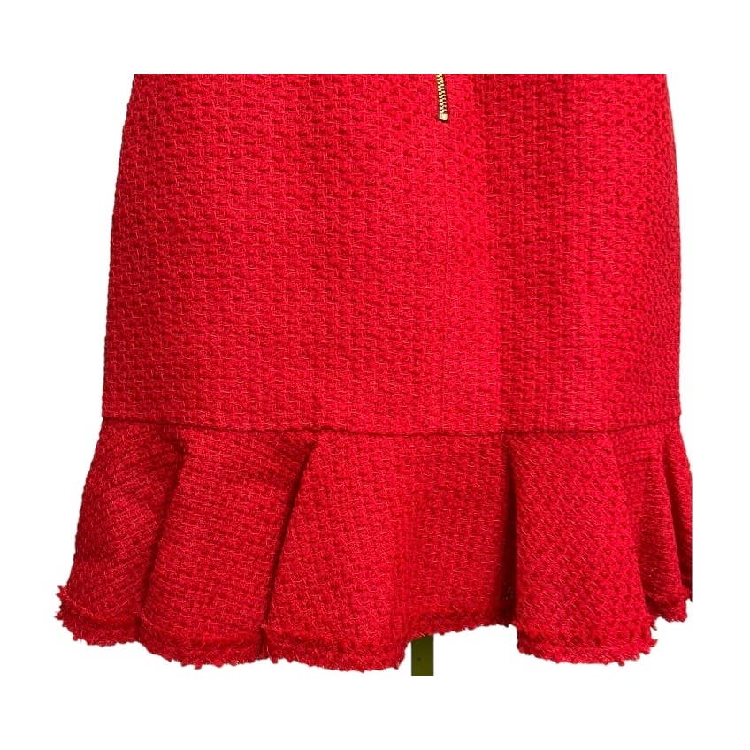 Kate Spade Tweed Ruffle Sleeveless Dress Sleeveless Textured Size 0 Red New - Premium from Kate Spade - Just $149.0! Shop now at Finds For You