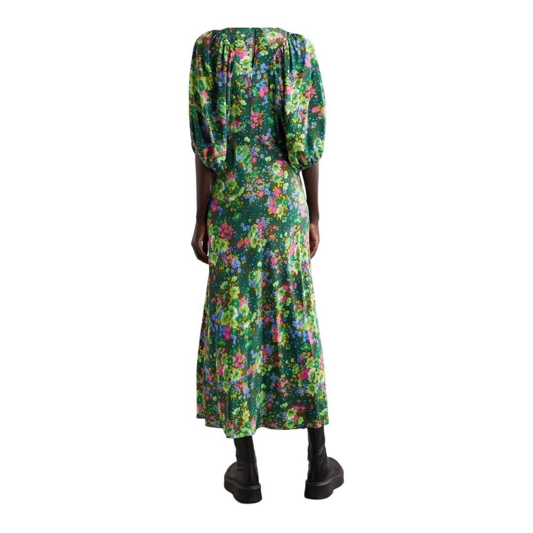 Les Reveries Floral Print Silk Crepe de Chine Midi Dress Size 10 - Premium from Les Reveries - Just $359.00! Shop now at Finds For You