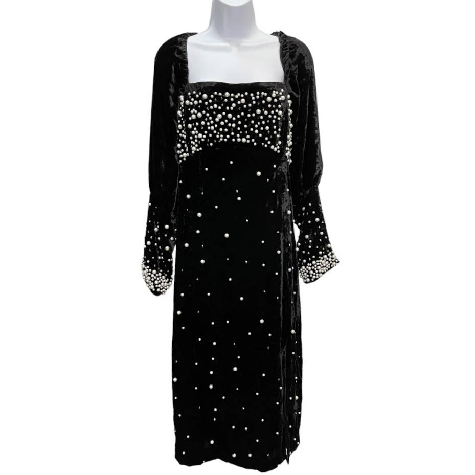 Anthropologie Maeve Embellished Pearl Velvet Dress Size XL New - Premium from Anthropologie - Just $149.0! Shop now at Finds For You