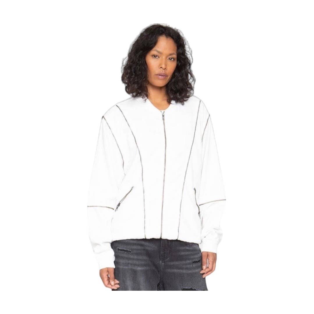 Free People x Sandrine Rose Zip Bomber White Jacket Coat Cotton Linen S New - Premium from Free People - Just $149.00! Shop now at Finds For You