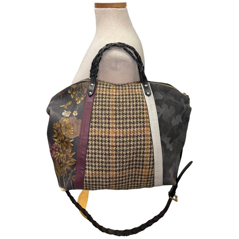 Kempton & Co Dylan Holdall Handbag Purse Harris Tweed Camo Black Peony - Premium from Kempton & Co. - Just $399.0! Shop now at Finds For You