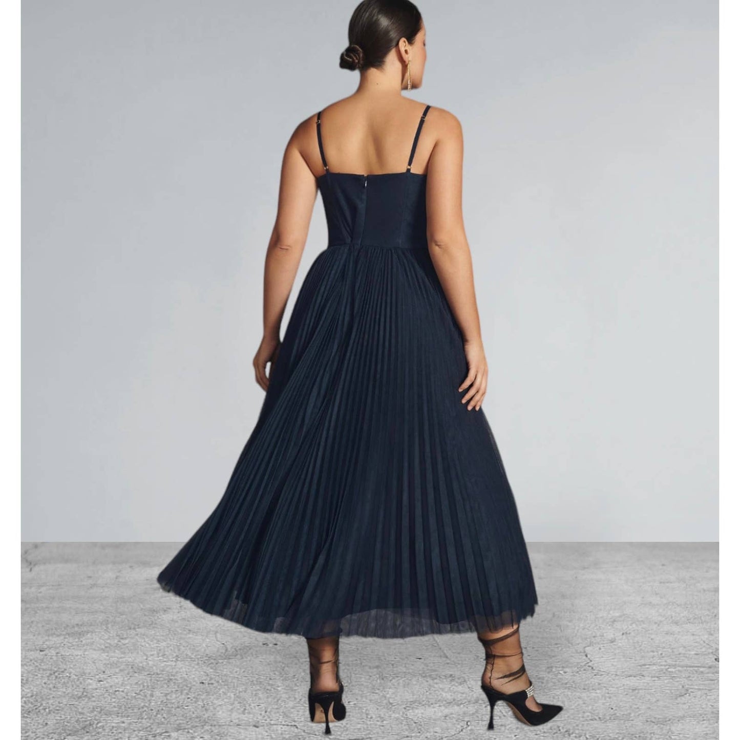 Anthropologie Hutch Pleated Sweetheart Midi Dress Plus Size 20 Navy New - Premium from Anthropologie - Just $199.00! Shop now at Finds For You