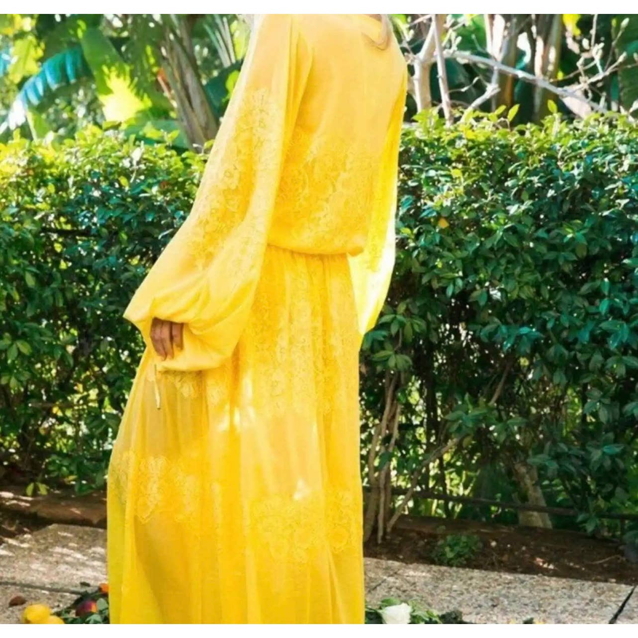We are HAH Royal HAHness Lace Maxi Dress Balloon Sleeve Festival M/L Yellow New - Premium from We are HAH - Just $149.0! Shop now at Finds For You
