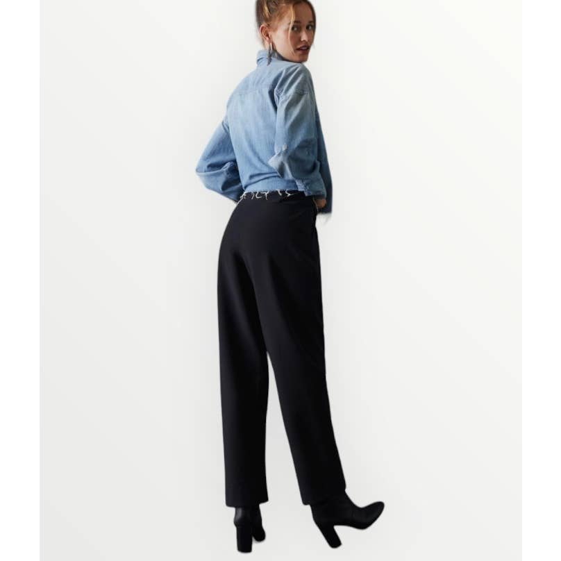 Anthropologie Exquise Straight Leg Trousers Pants Size XL Black New - Premium from Anthropologie - Just $119.0! Shop now at Finds For You