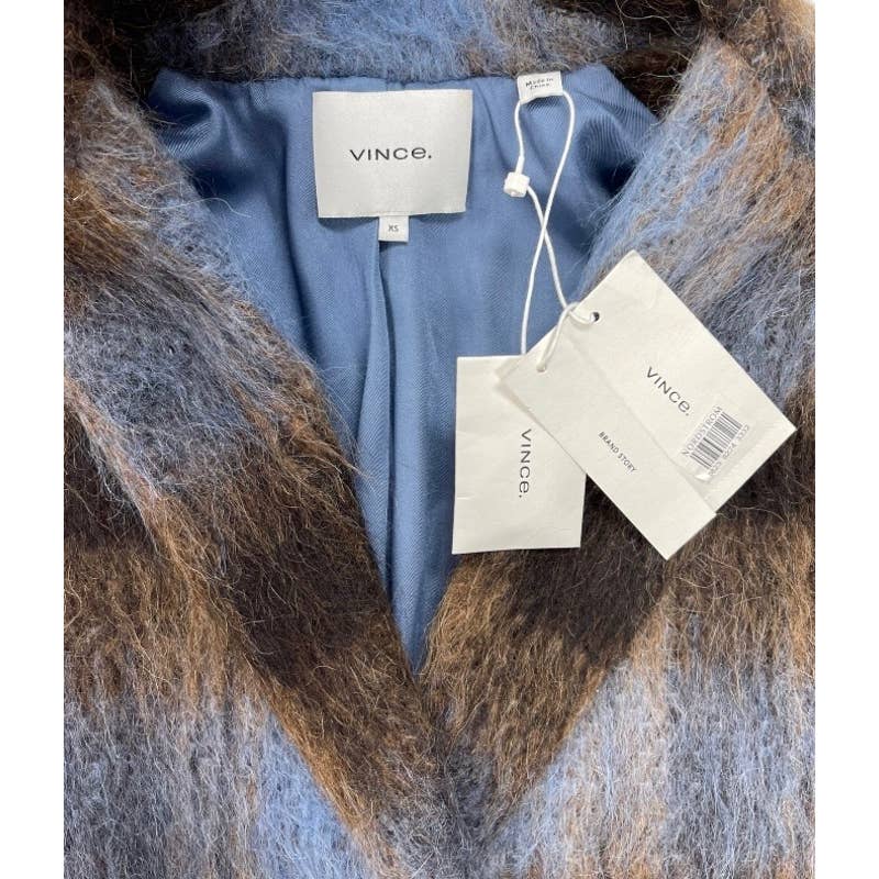 Vince NY Revolve Mohair Alpaca Wool Blend Plaid Belted Coat XS New - Premium from Vince - Just $499.0! Shop now at Finds For You