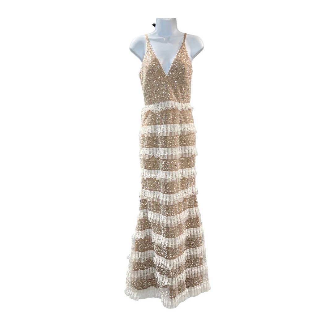 Dress The Population Tiered Lace Crystal Long Gown Dress Sz XS New - Premium from Dress The Population - Just $199! Shop now at Finds For You