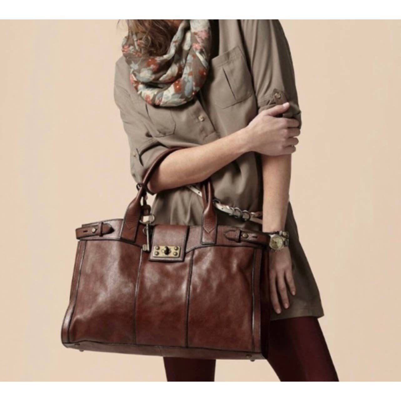 Fossil Vintage Reissue Rose Gold Leather Tote Handbag Leather - Premium from Fossil - Just $168.00! Shop now at Finds For You