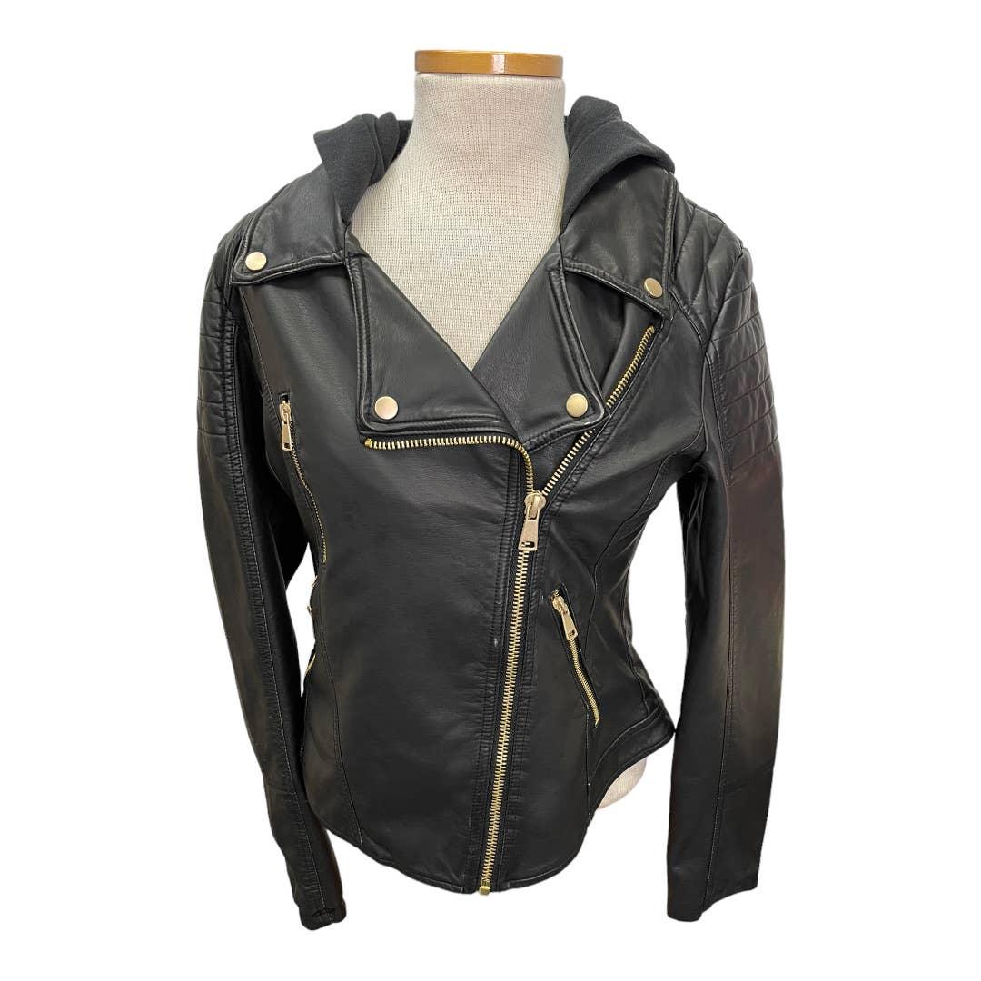 Free People Harriet Vegan Hoodie Motorcycle Moto Zip Jacket Black M - Premium from Free People - Just $119.00! Shop now at Finds For You