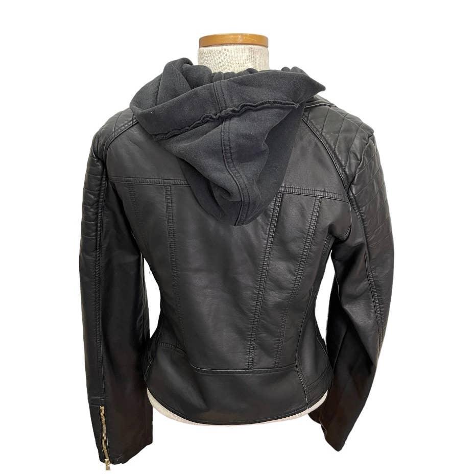 Free People Harriet Vegan Hoodie Motorcycle Moto Zip Jacket Black M - Premium  from Free People - Just $119.00! Shop now at Finds For You