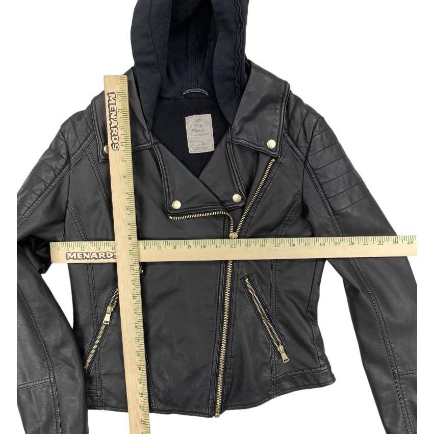 Free People Harriet Vegan Hoodie Motorcycle Moto Zip Jacket Black M - Premium from Free People - Just $119.00! Shop now at Finds For You