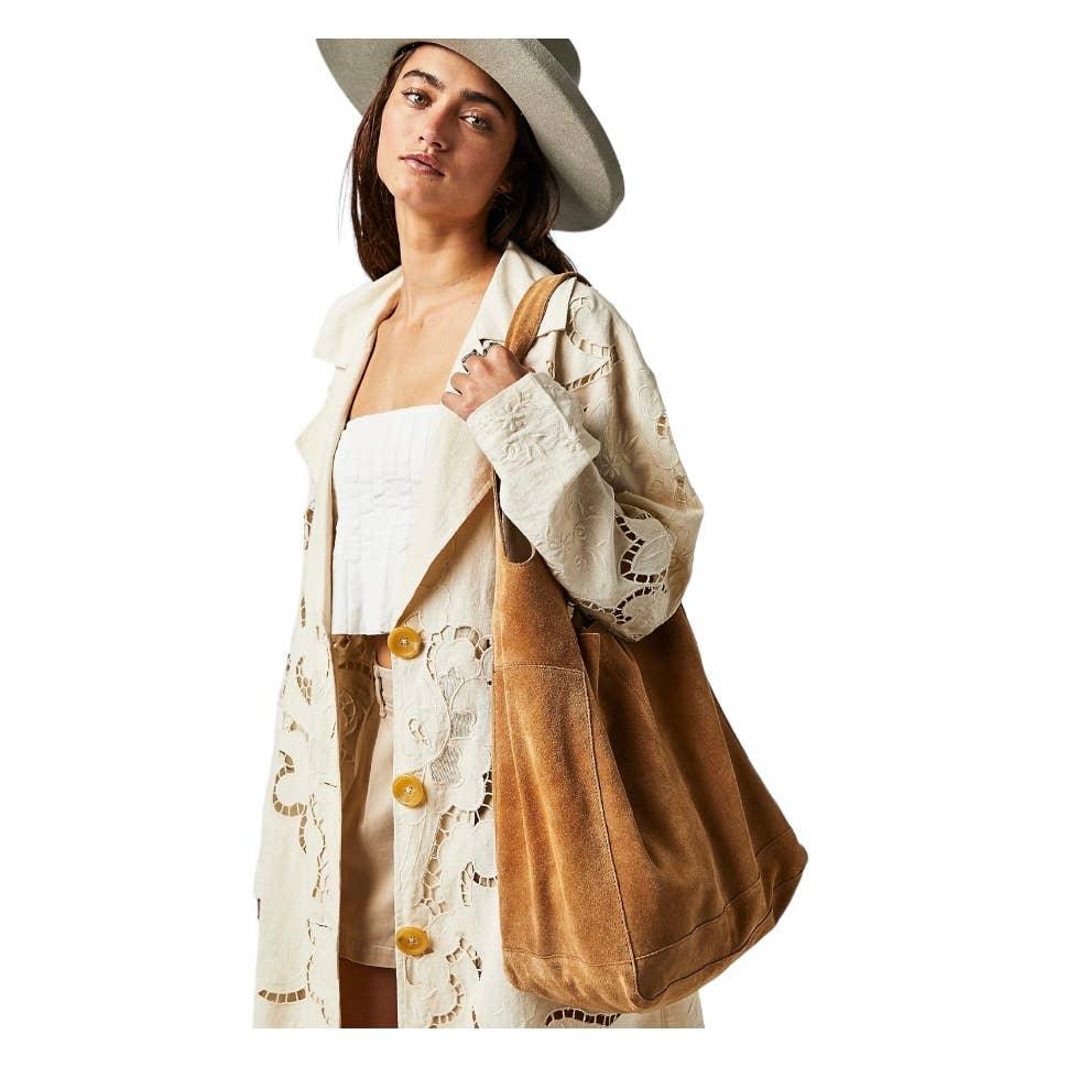 Free People Jessa Faded Tan Suede Carryall Handbag Purse Bag Crossbody New - Premium from Free People - Just $109.0! Shop now at Finds For You